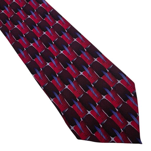 J. Garcia 1996 Collection Fifteen 15 - Fine Etching - red maroon silk tie- 58.5" - Picture 1 of 6